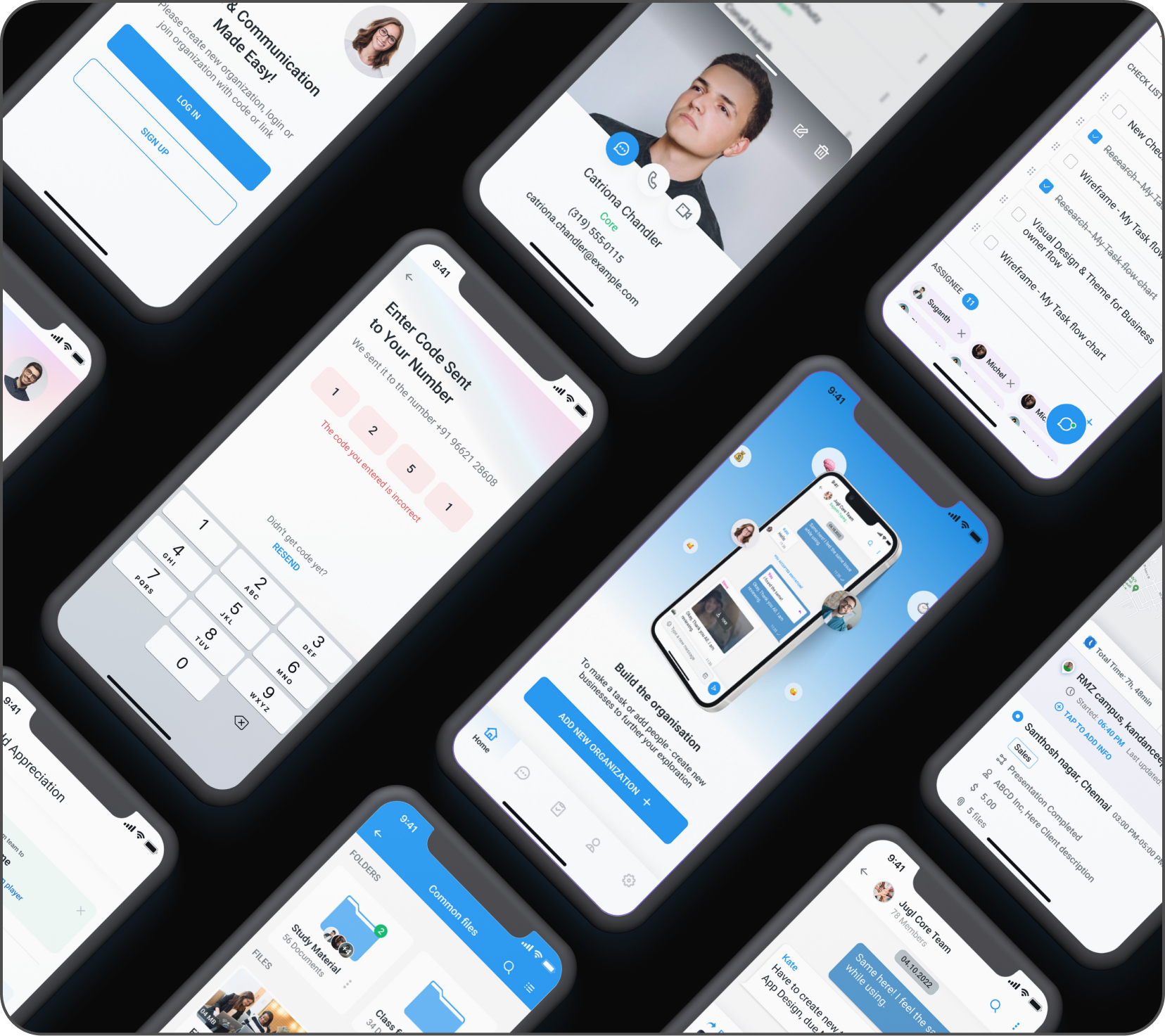 Jugl high-fidelity mobile CRM screens